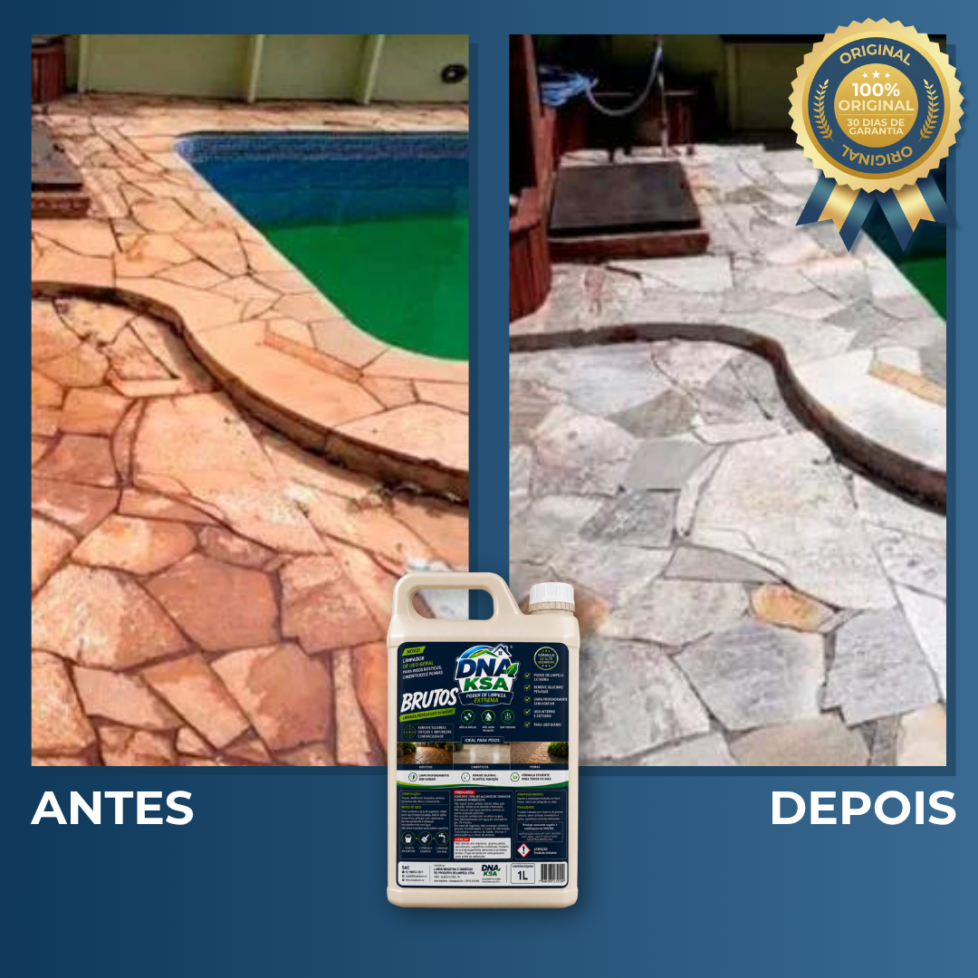 Antes e depois: borda de piscina encardida e limpa
