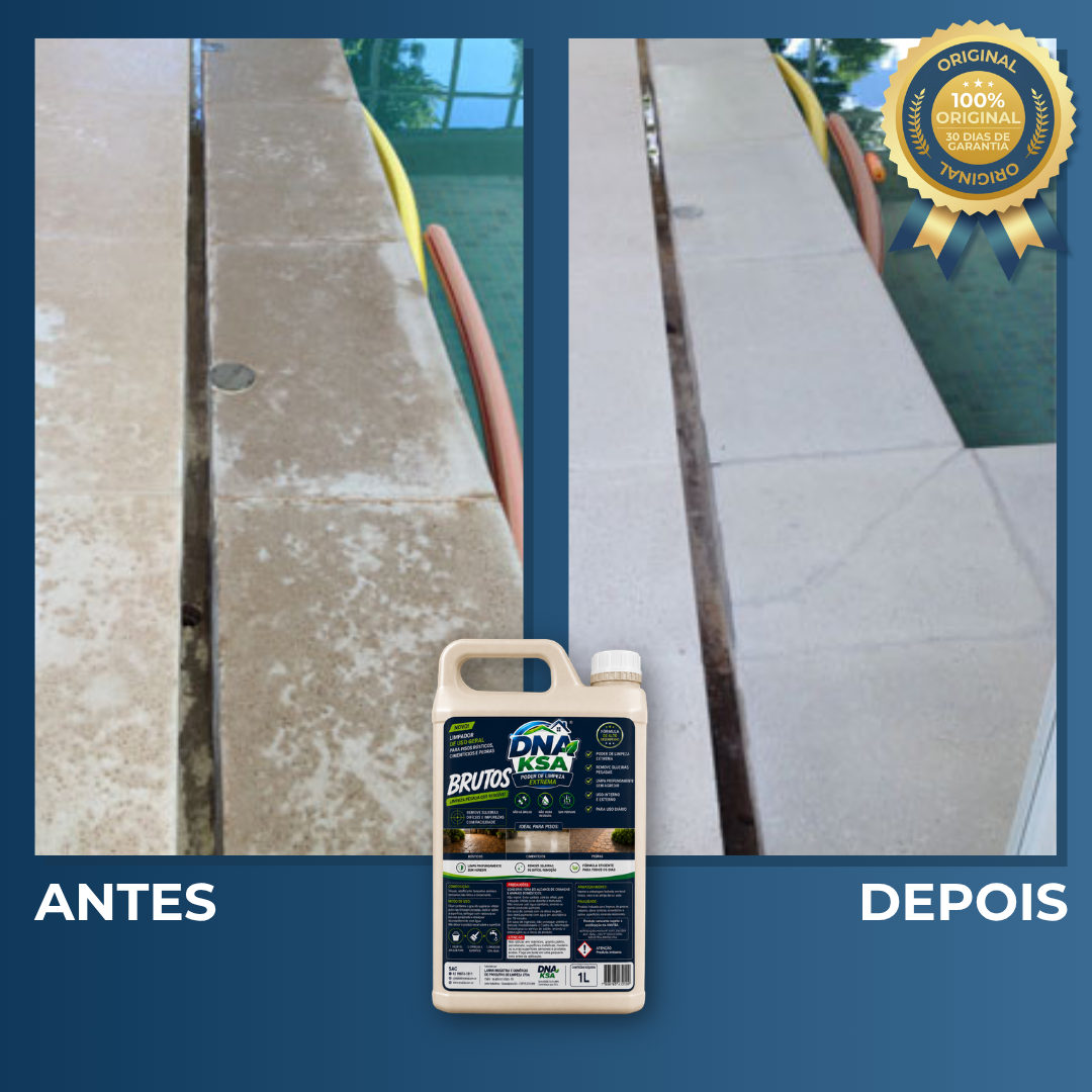 Antes e depois em pedra próxima à piscina