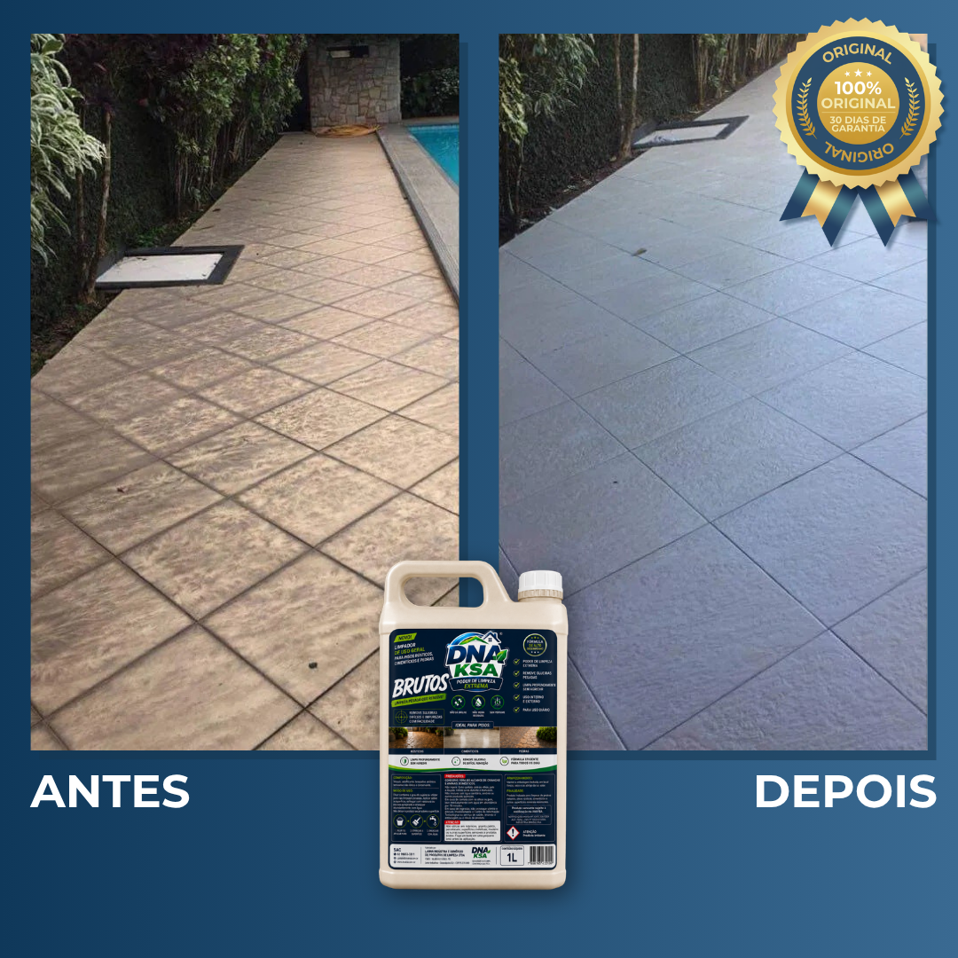 Antes e depois em piso de pedra